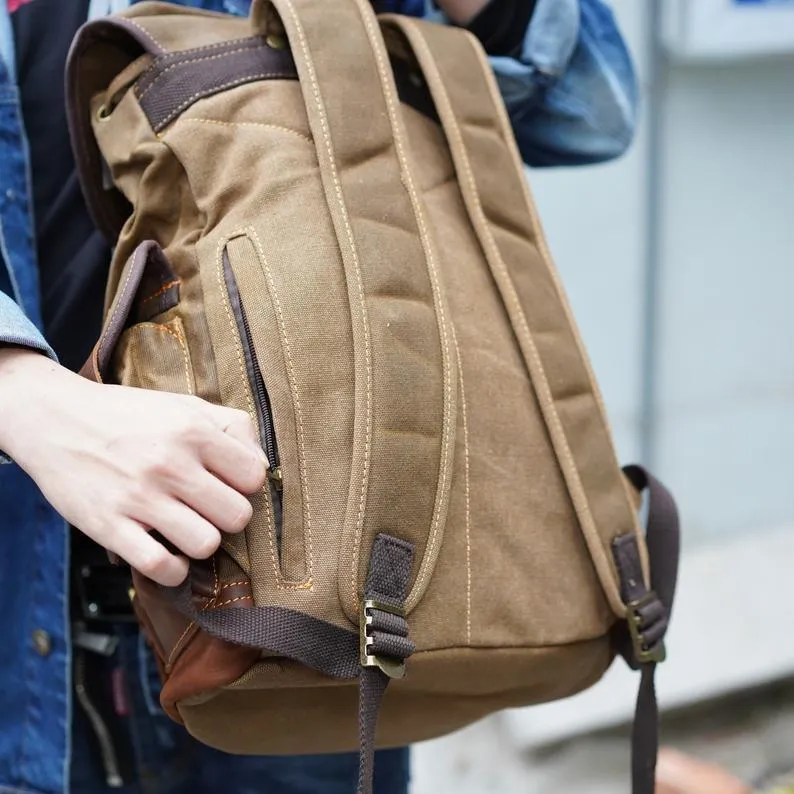Vintage Waxed Canvas Backpack Waterproof for Men