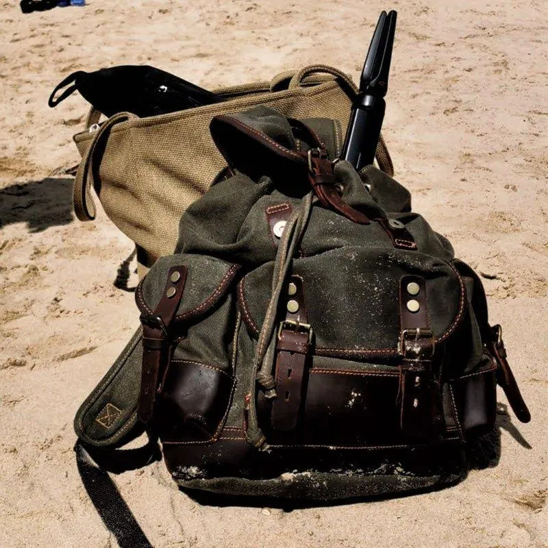 Vintage Waxed Canvas Backpack Waterproof for Men