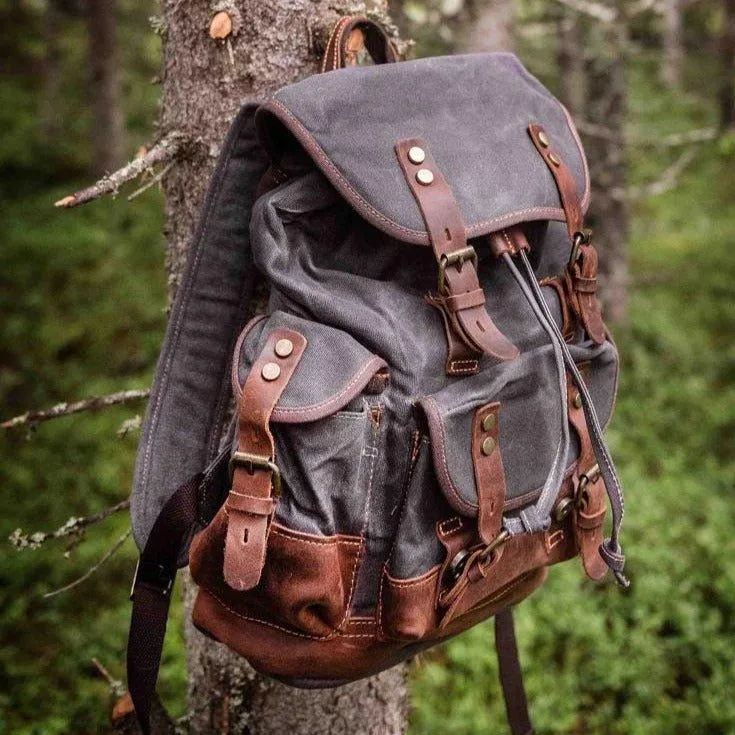 Vintage Waxed Canvas Backpack Waterproof for Men