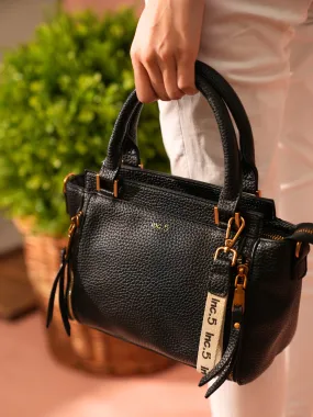 Womens Black Textured Handbag
